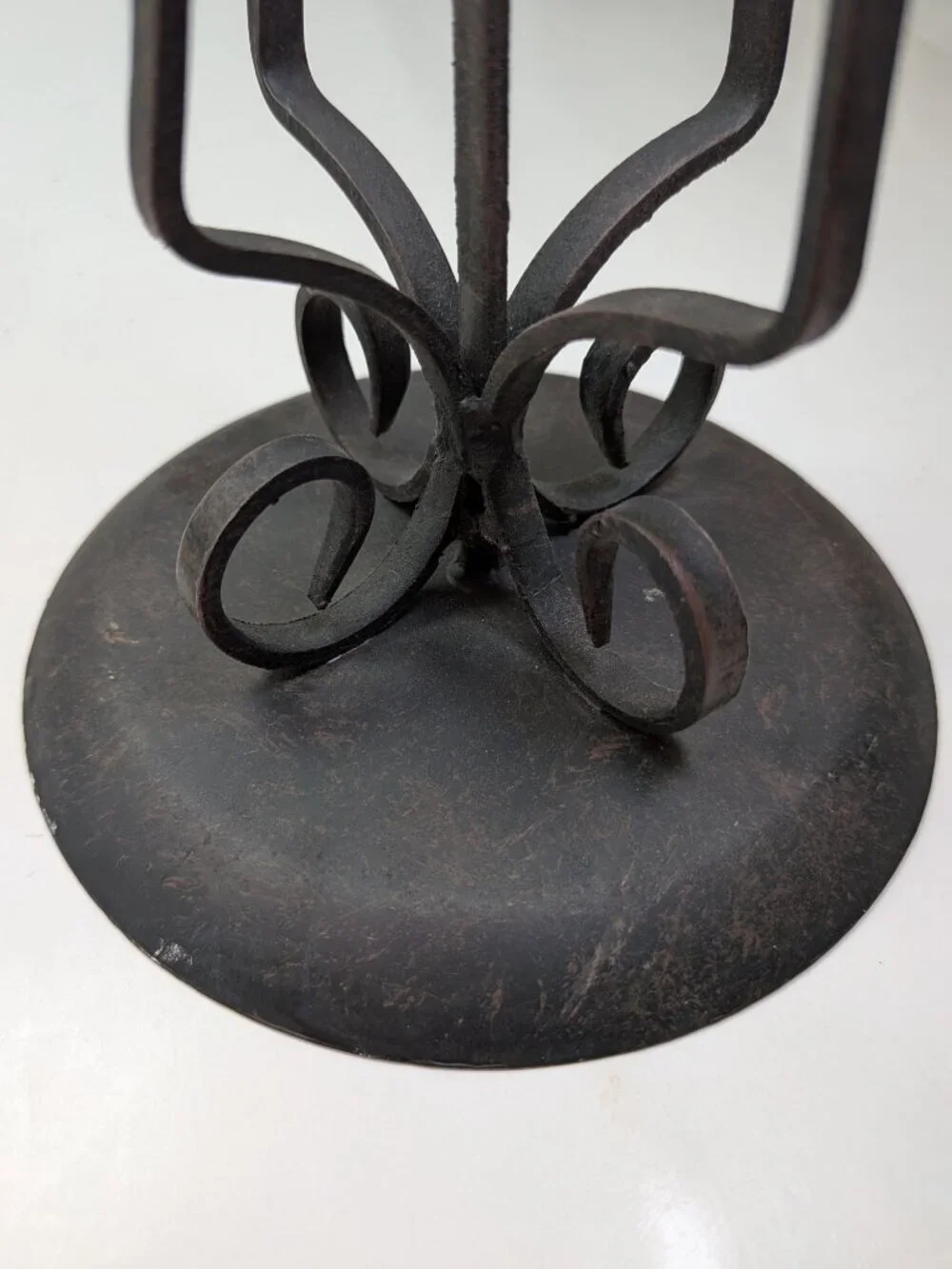 Vintage Wrought Iron Pillar Candle Holder Stand 12